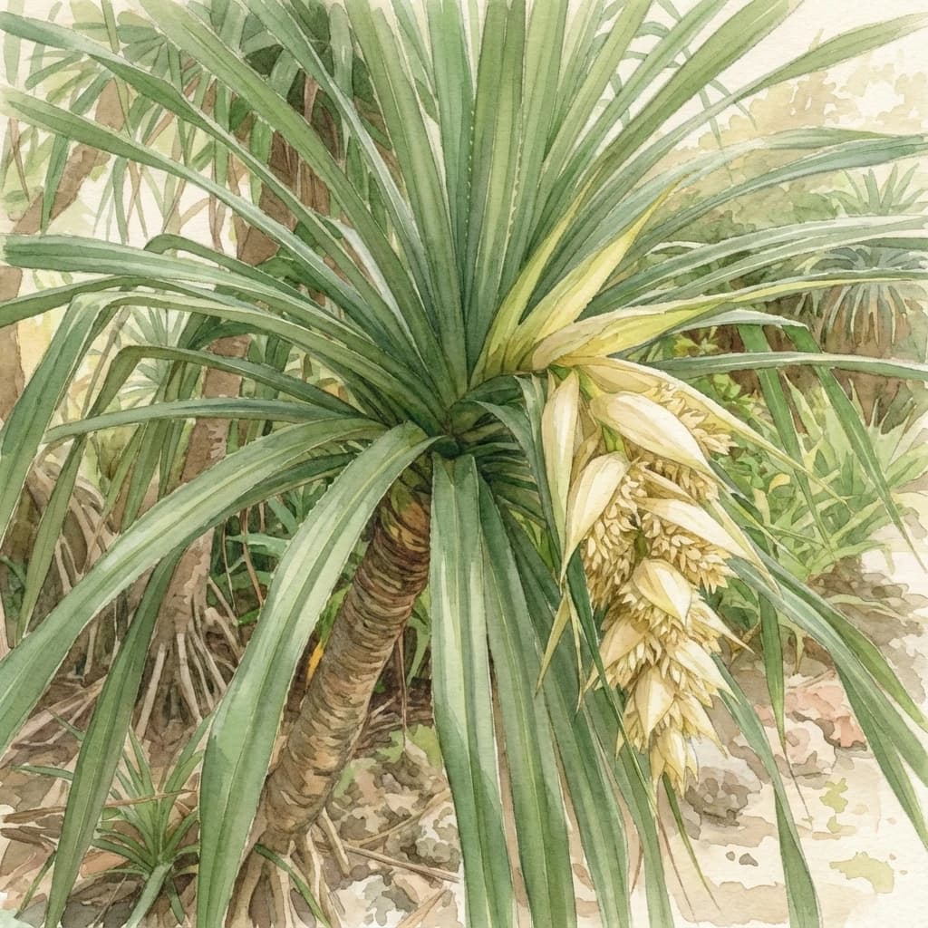 Kewra kevda plant (Pandanus tectorius) fragrant herb at Save Farm Dahanu