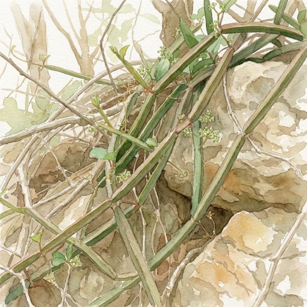 Veld grape hadjod (Cissus quadrangularis) bone healing vine at Save Farm Dahanu