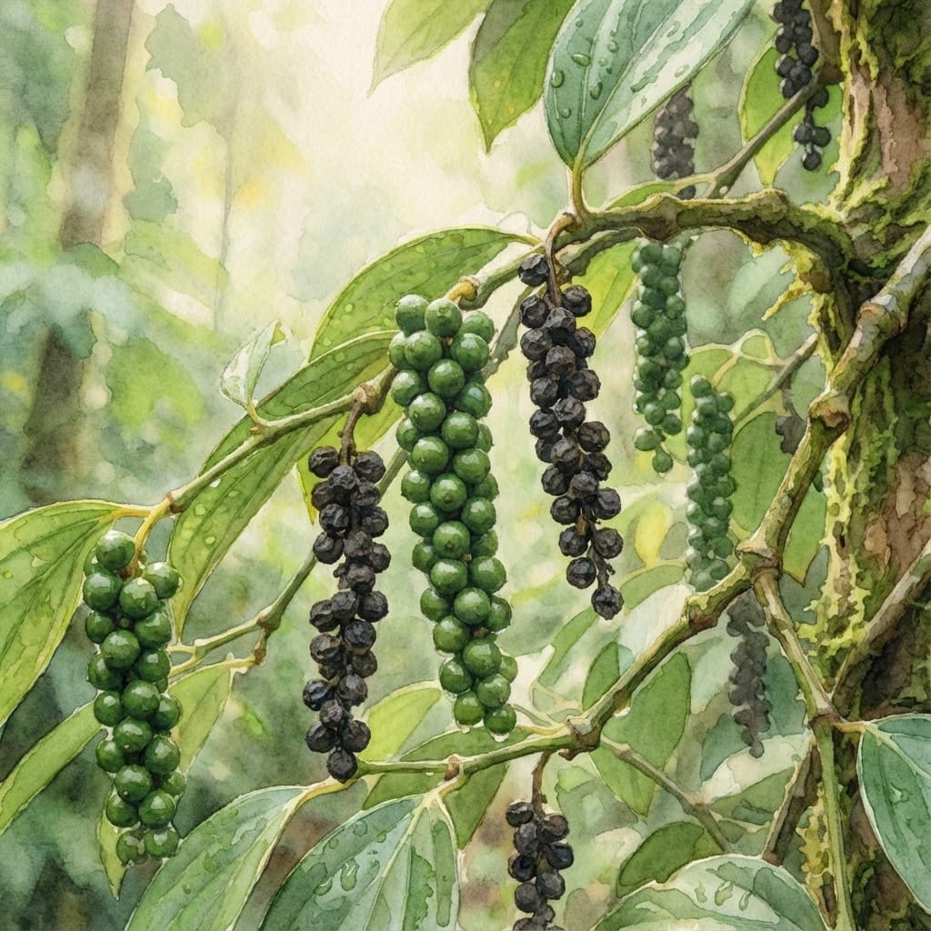 Black pepper vine (Piper nigrum) at Save Farm Dahanu spice garden