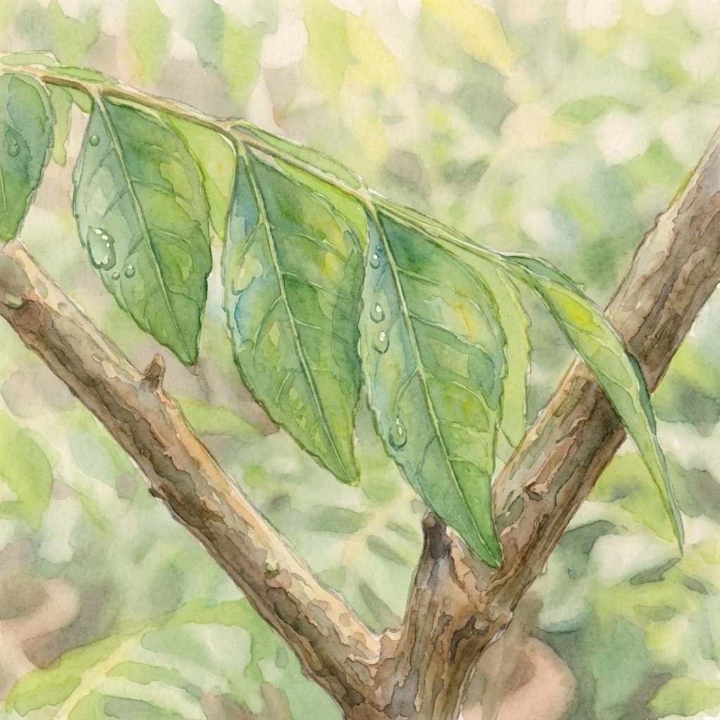 Curry leaves kadhipatta (Murraya koenigii) culinary herb at Save Farm Dahanu