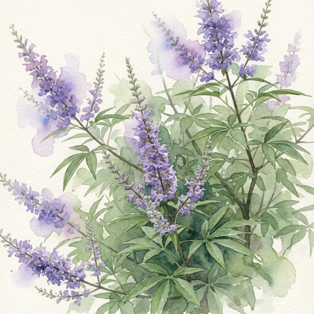 Chinese chaste tree nirgudi (Vitex negundo) medicinal shrub at Save Farm Dahanu