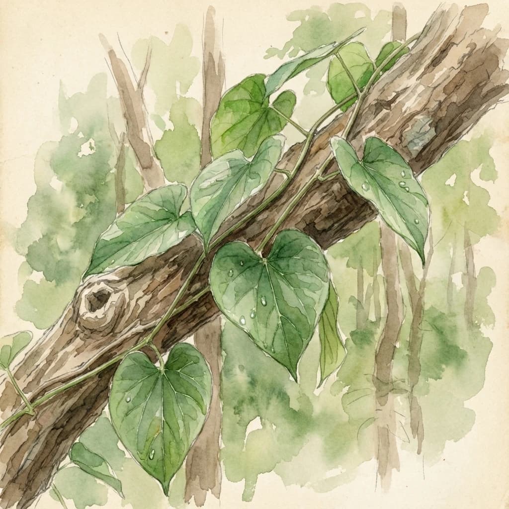 Heart leaved moonseed giloy (Tinospora cordifolia) immunity herb at Save Farm Dahanu